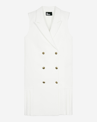 Short tailored ecru dress