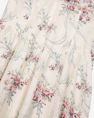 Long white floral print dress