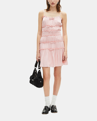 Short dress with lilac bows