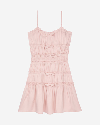 Short dress with lilac bows