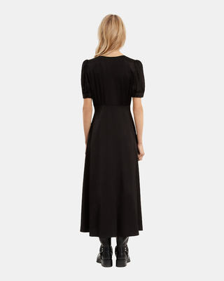Black jacquard polka dot maxi dress