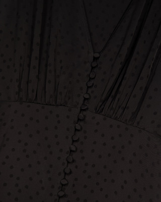 Black jacquard polka dot maxi dress