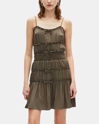 Short khaki dress with bows