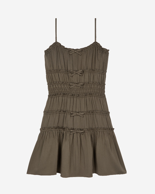 Short khaki dress with bows