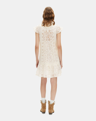 Short dress in ecru lace