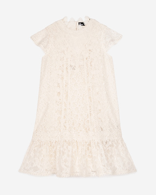 Short dress in ecru lace