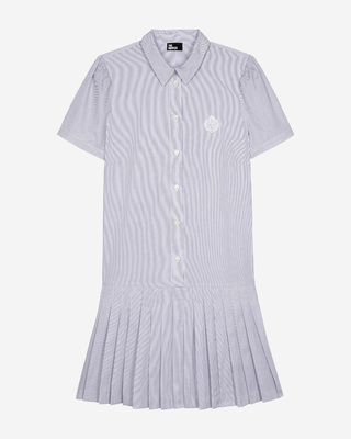 Short blue striped shirt collar dress