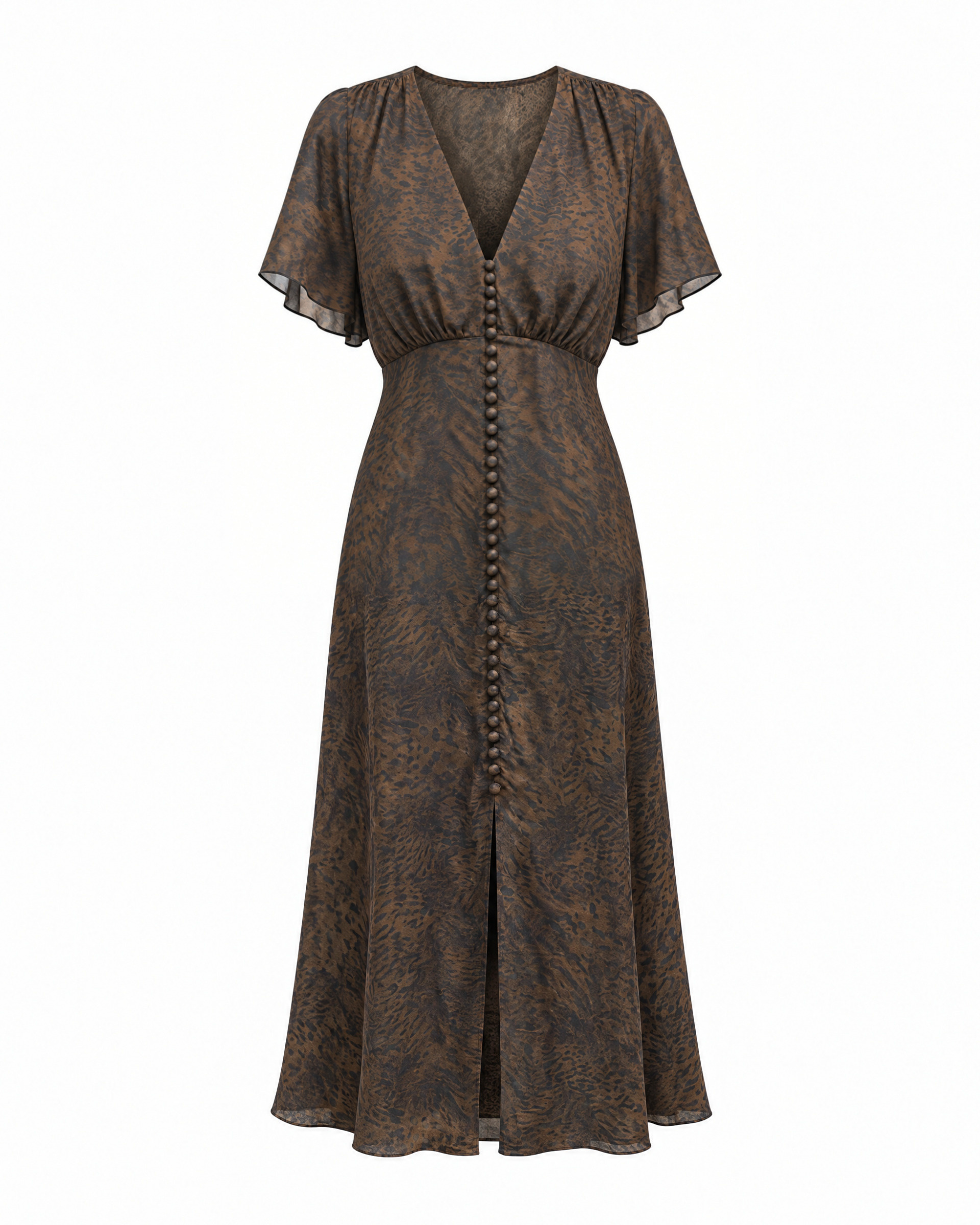 Brown leopard-print maxi dress