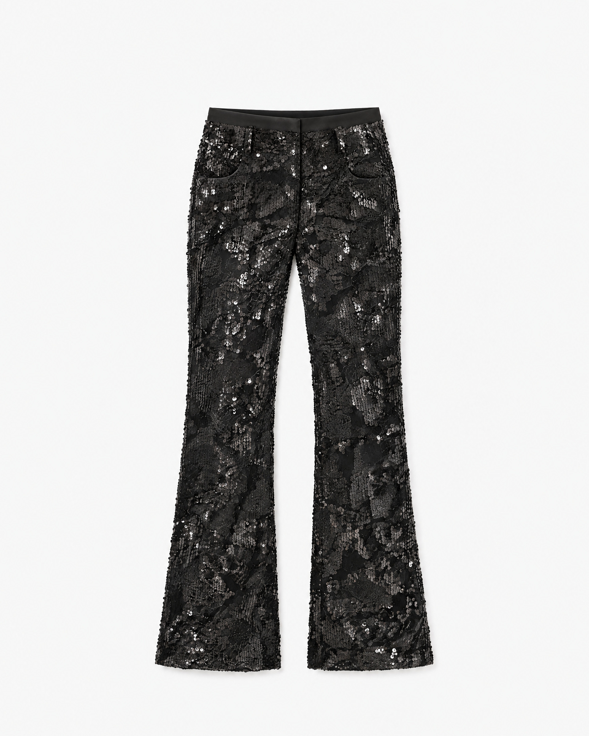 Lace and sequin flared pants