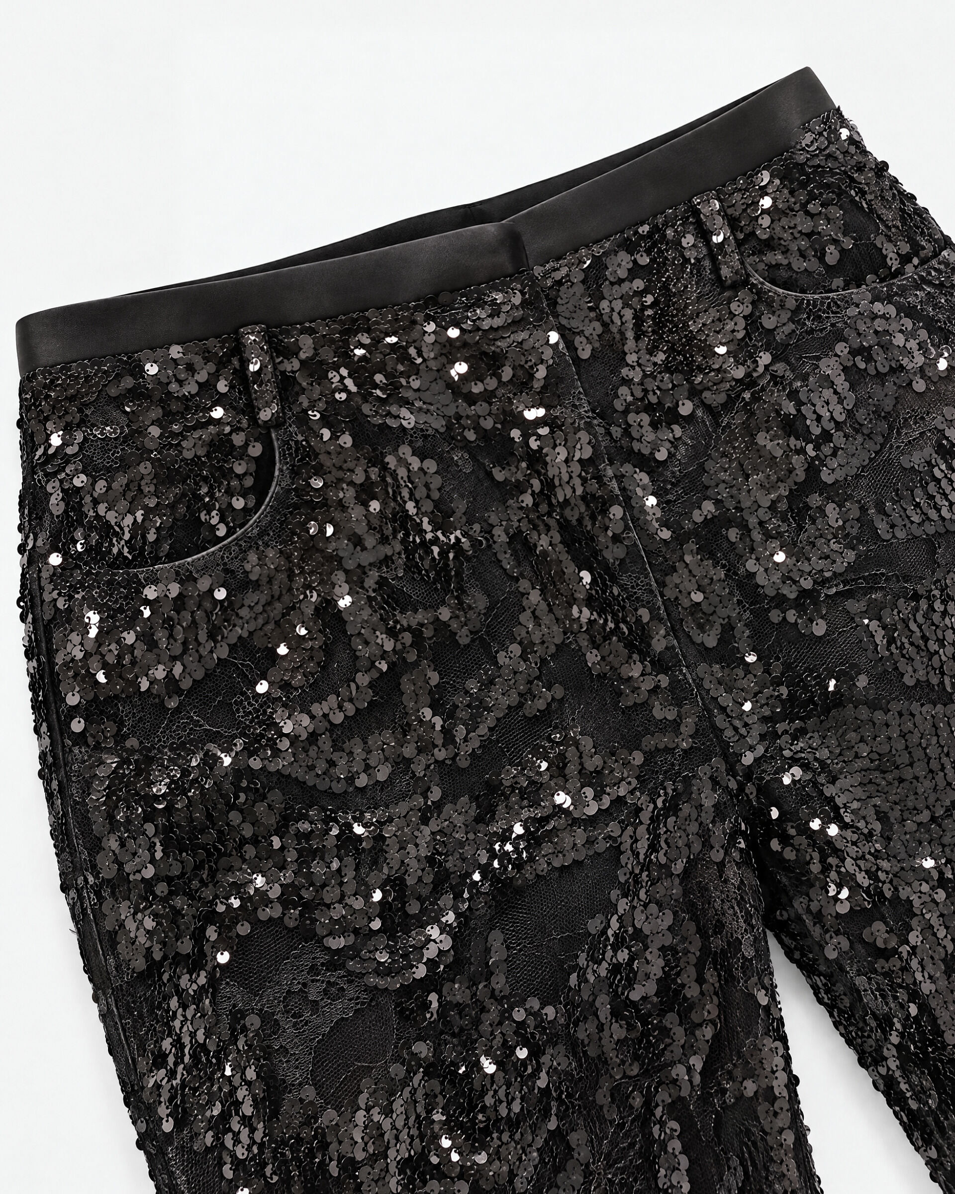 Lace and sequin flared pants
