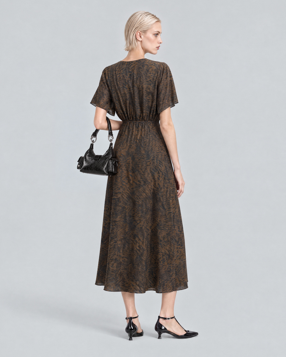 Brown leopard-print maxi dress
