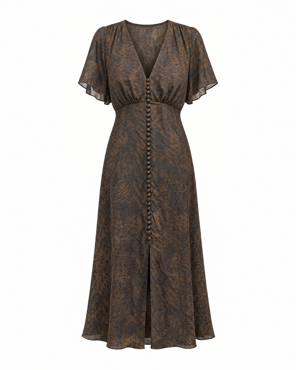 Brown leopard-print maxi dress