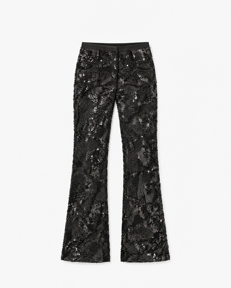 Lace and sequin flared pants