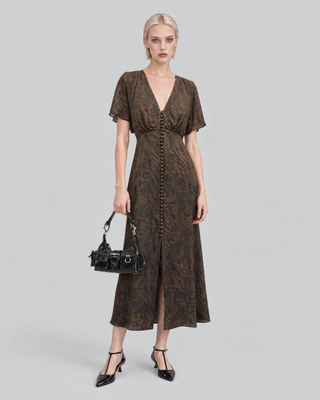 Brown leopard-print maxi dress