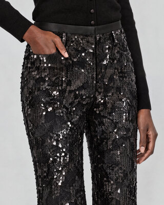 Lace and sequin flared pants