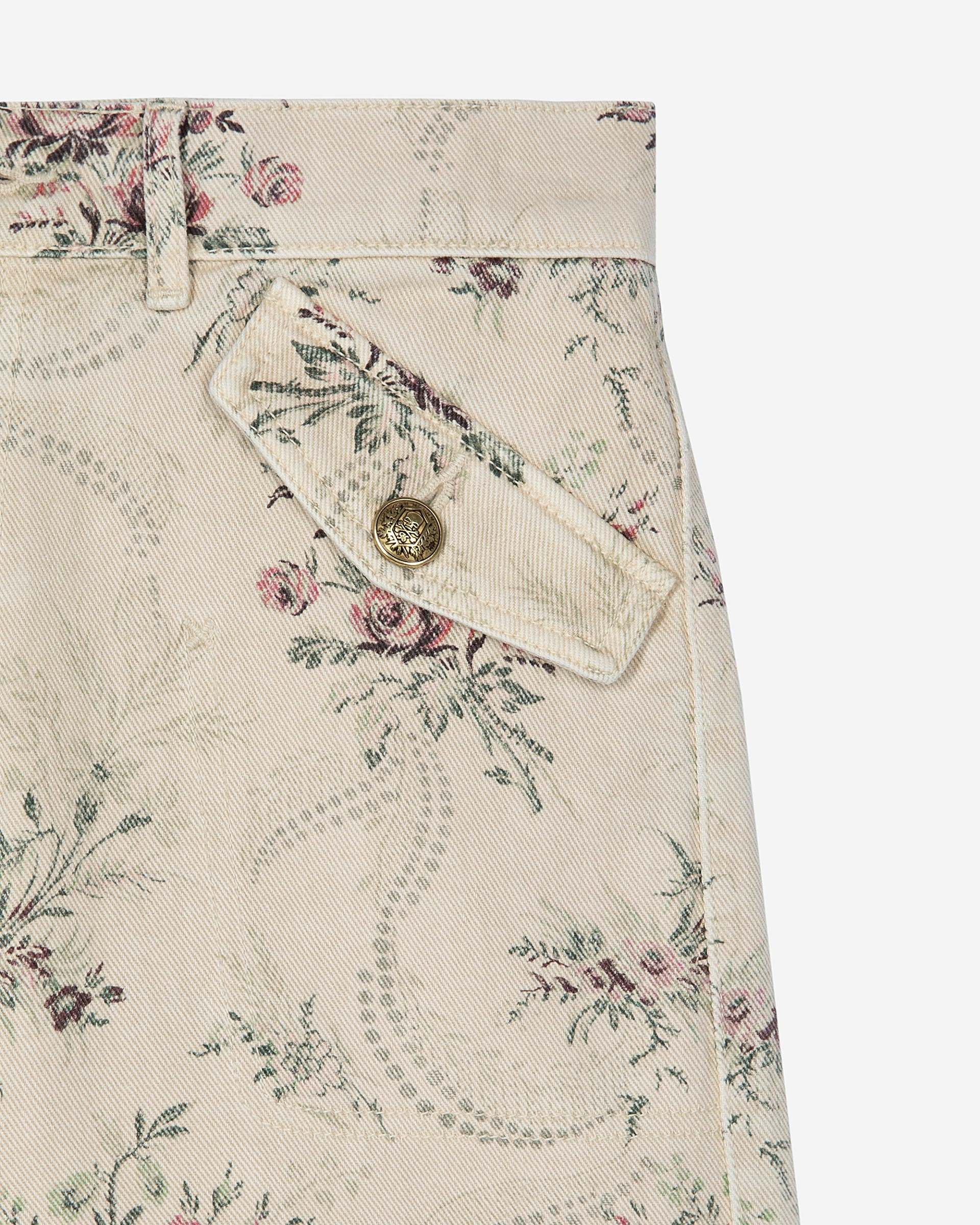 Floral print shorts in beige denim