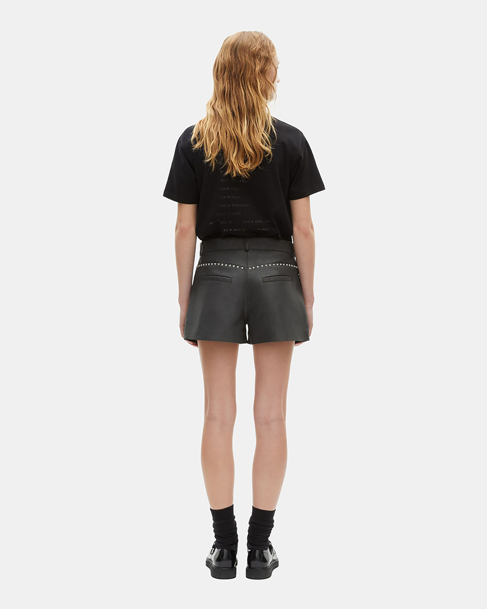 Black leather shorts