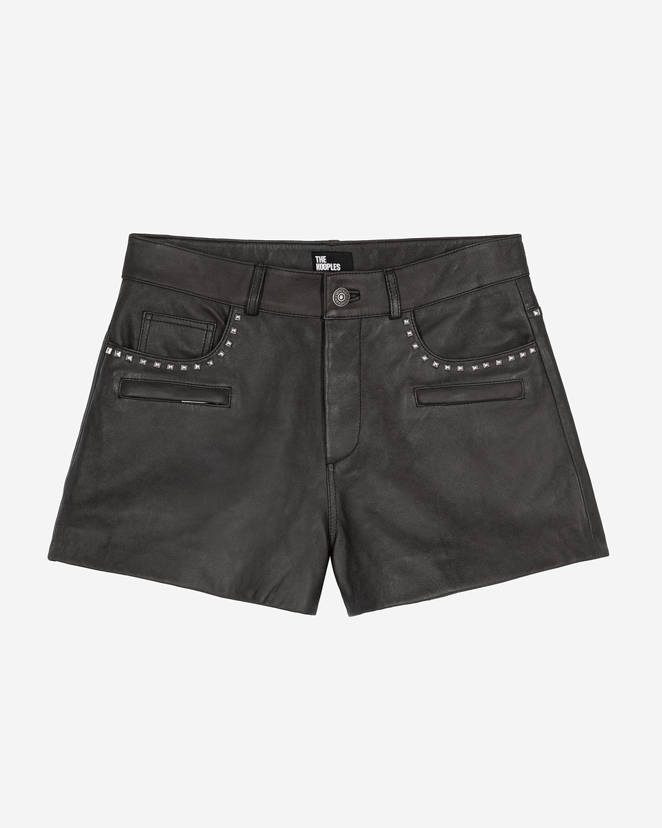 Black leather shorts