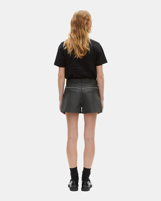 Black leather shorts