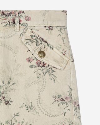 Floral print shorts in beige denim