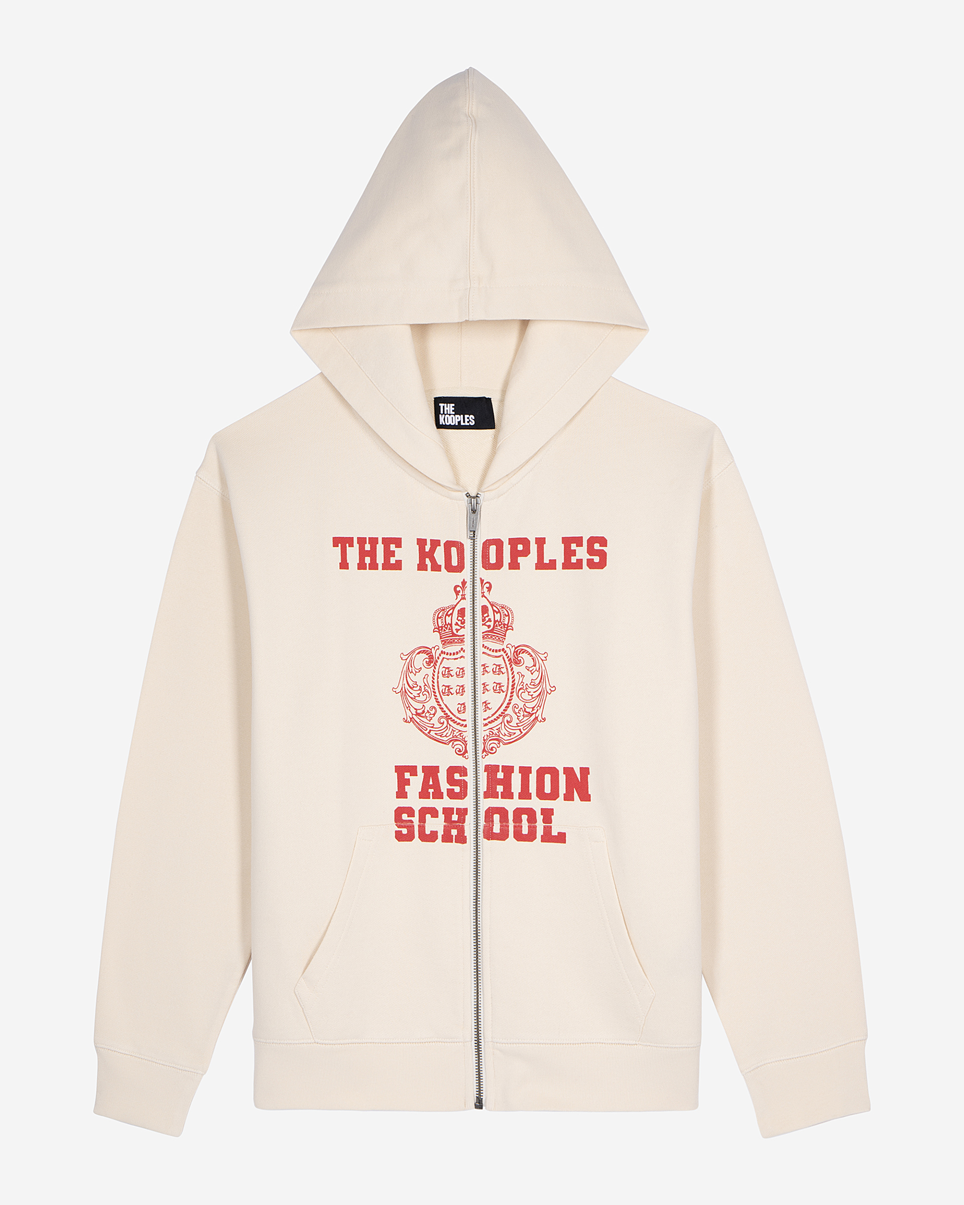 Ecru hooded sweatshirt with screen print