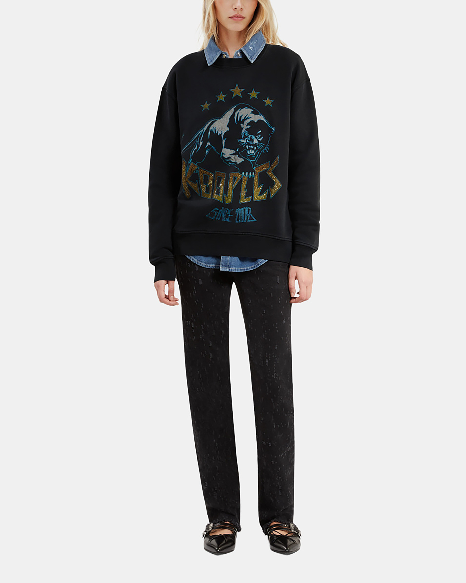 Sweatshirt with black screen printing