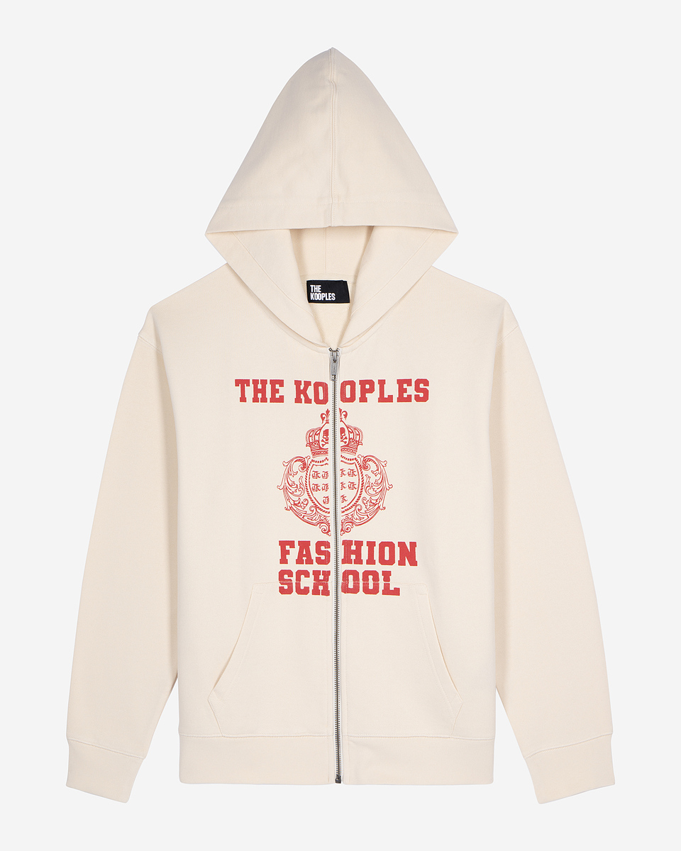 Ecru hooded sweatshirt with screen print