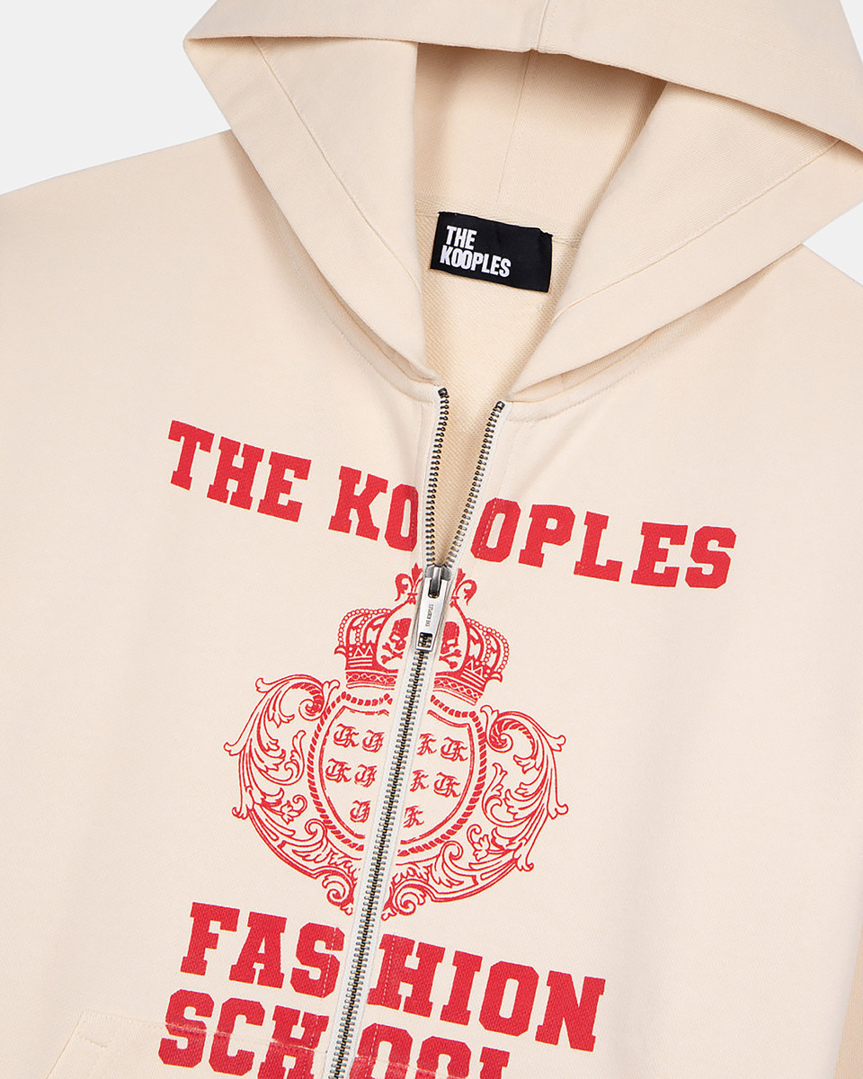 Ecru hooded sweatshirt with screen print