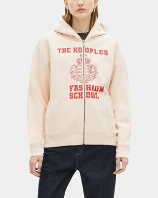 Ecru hooded sweatshirt with screen print