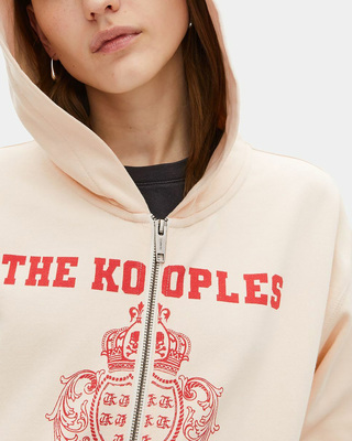Ecru hooded sweatshirt with screen print