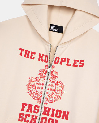 Ecru hooded sweatshirt with screen print