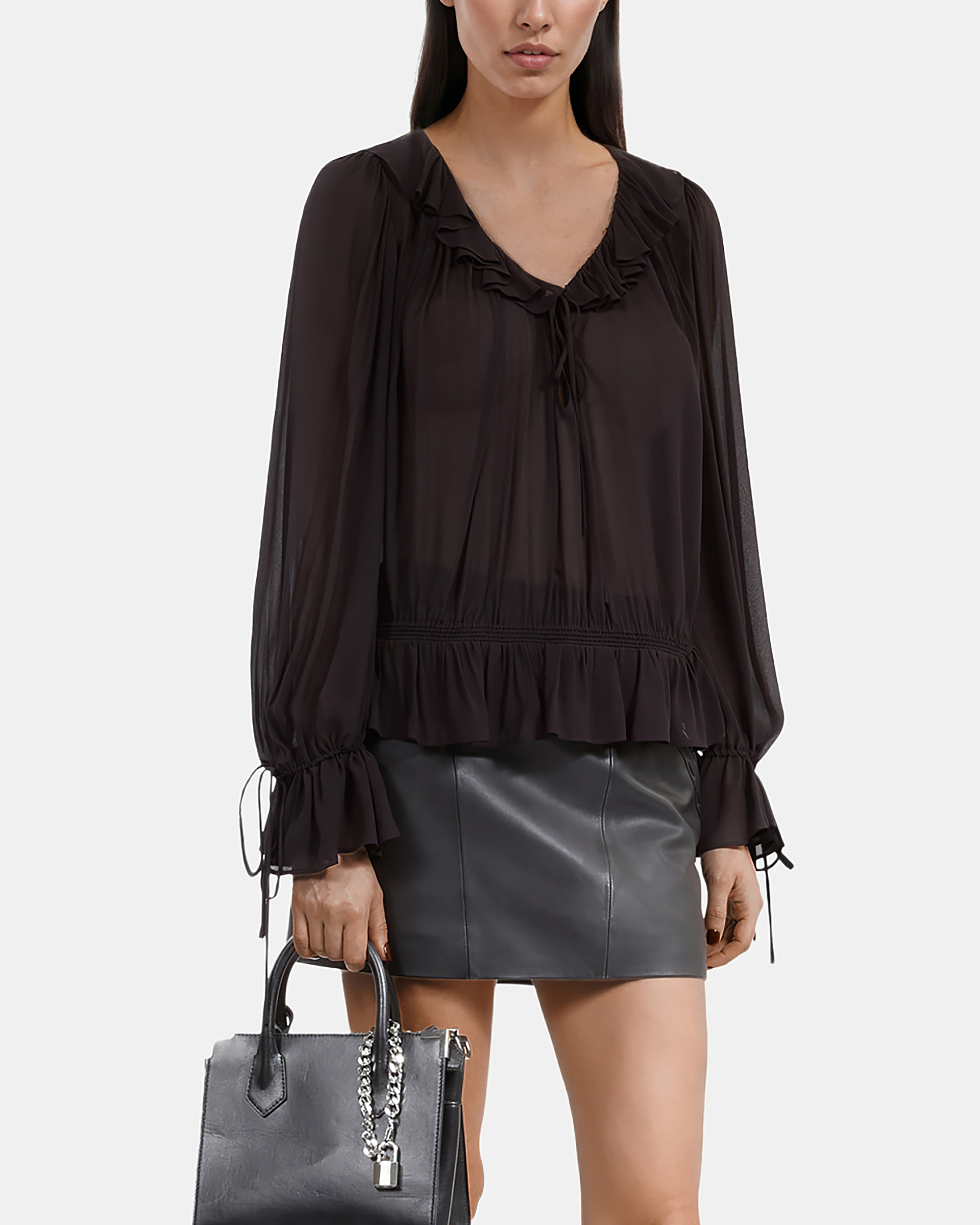 Black blouse with ruffles