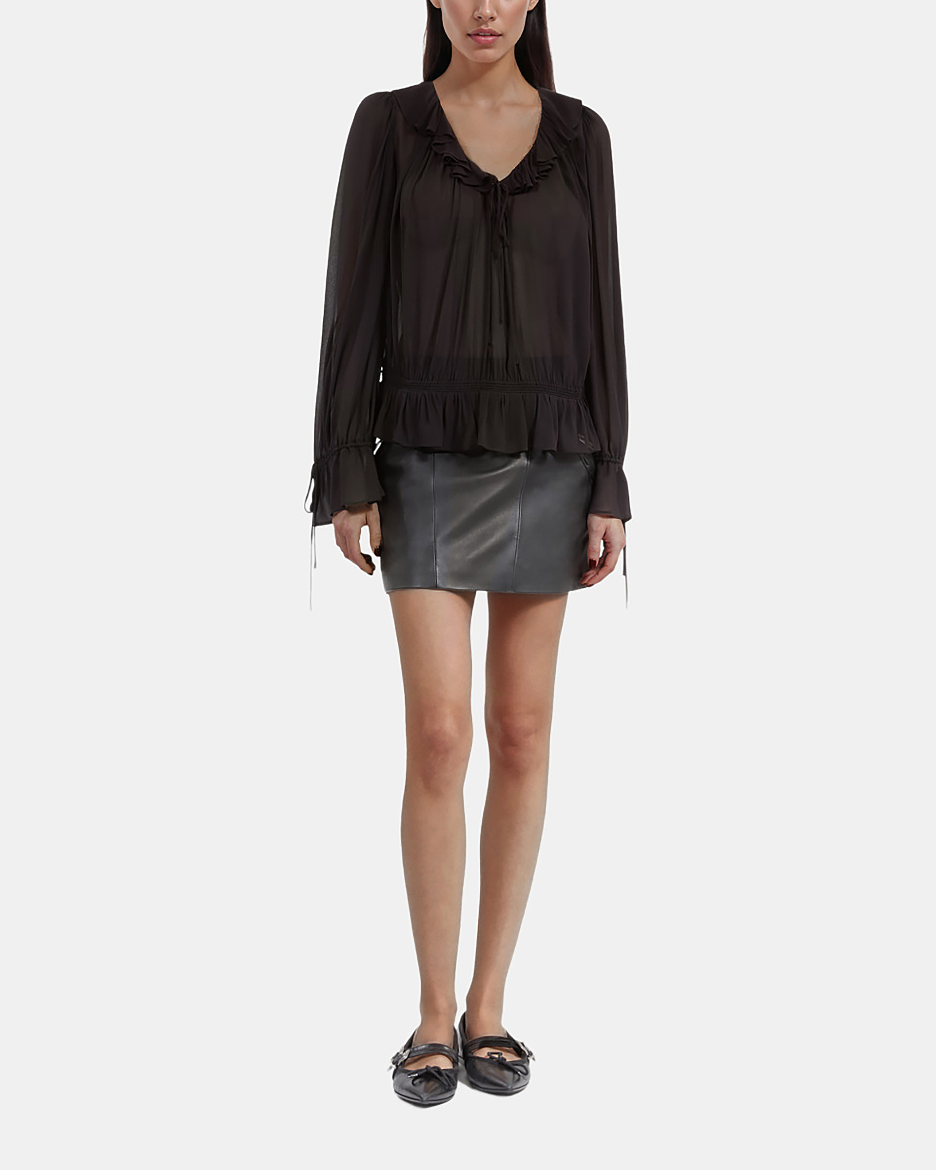 Black blouse with ruffles