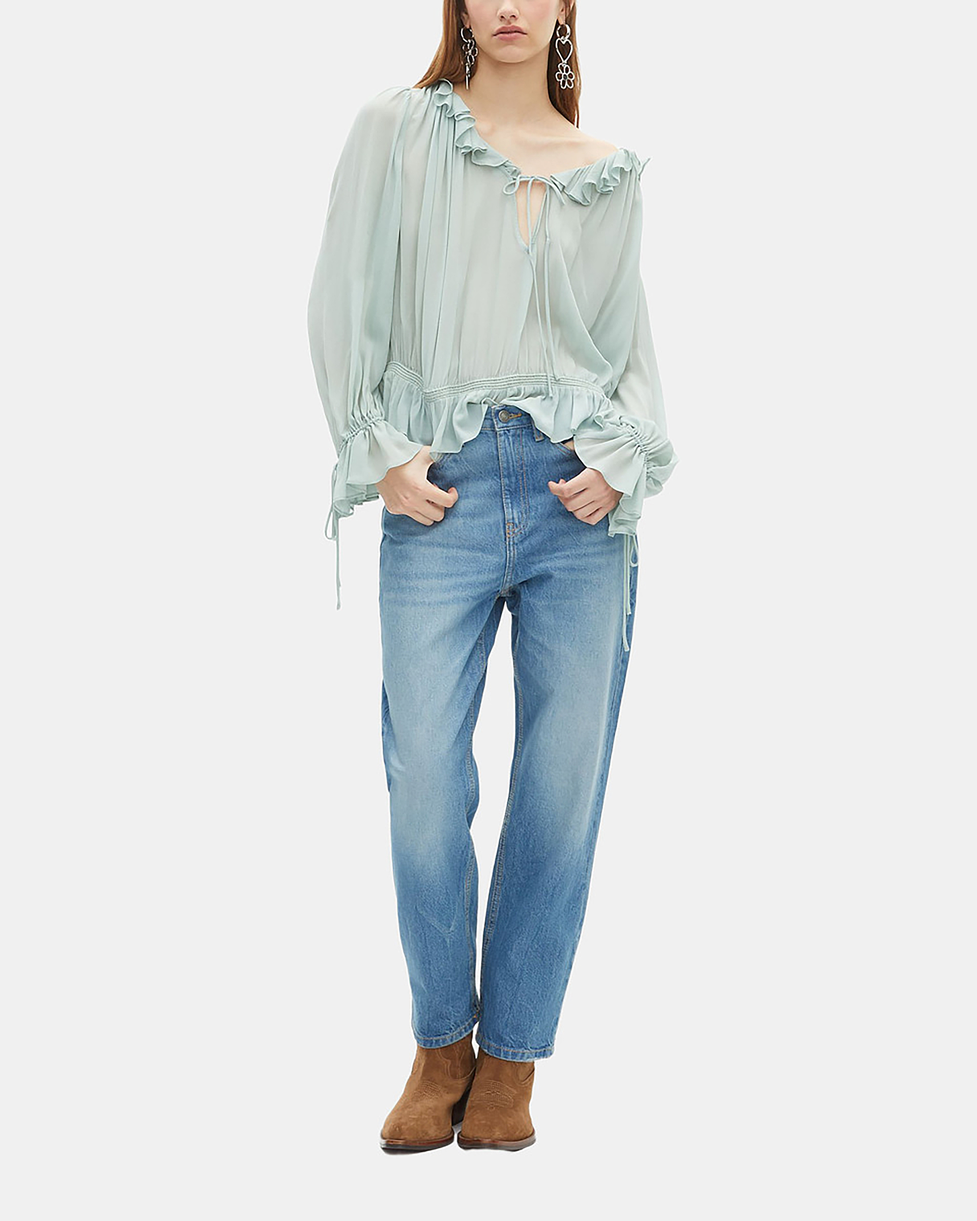 Blue blouse with ruffles