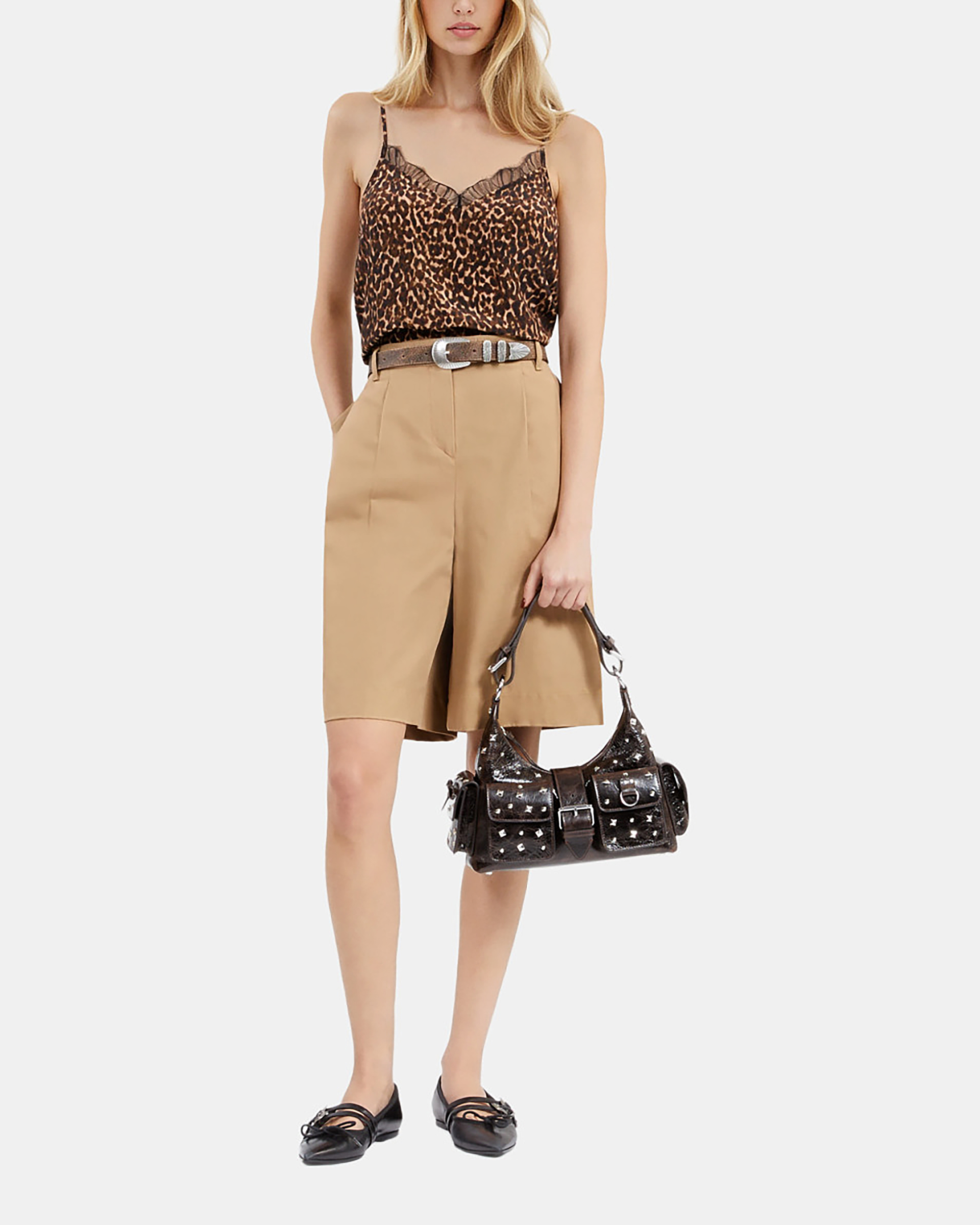 Leopard print silk camisole