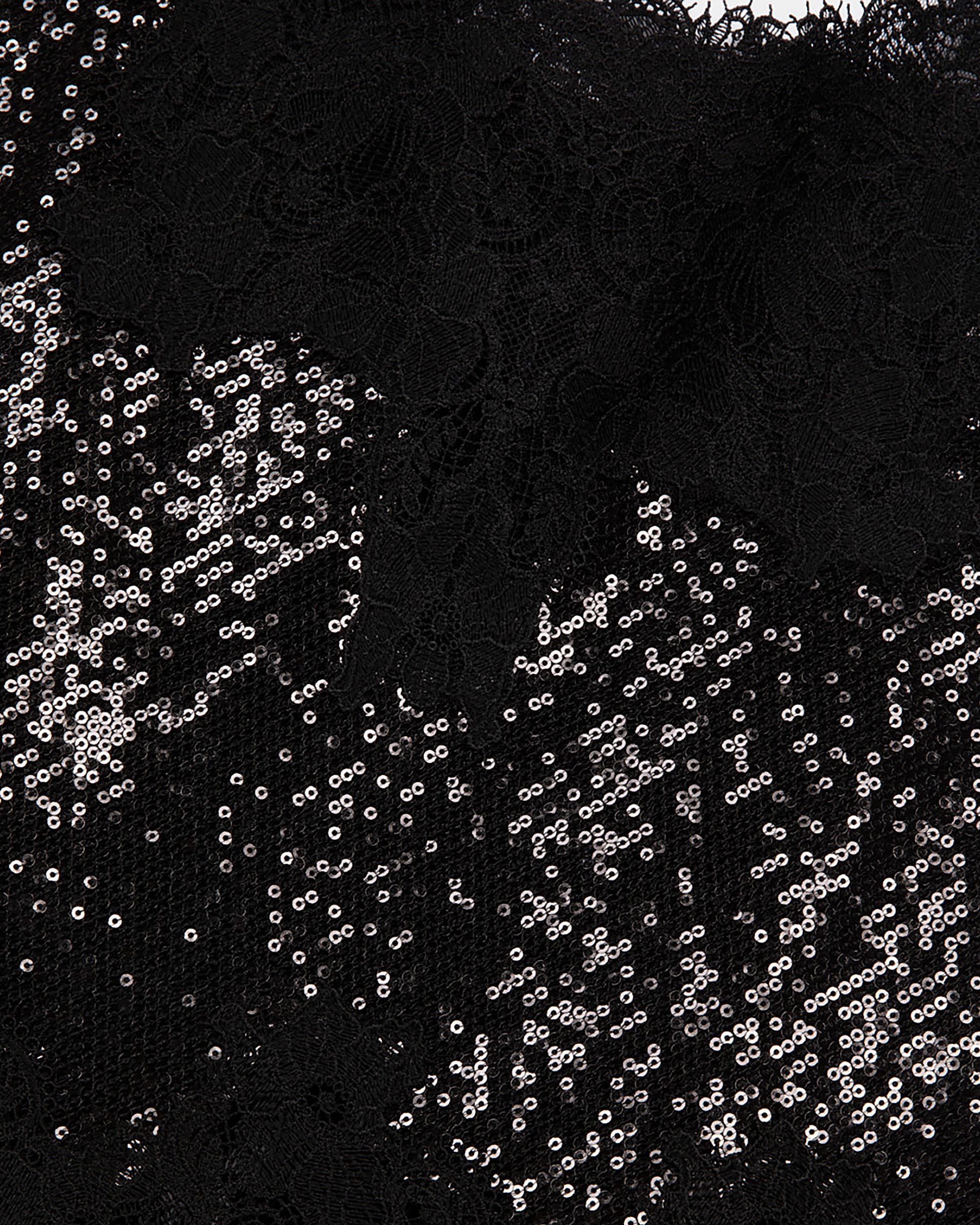Black sequin and lace camisole