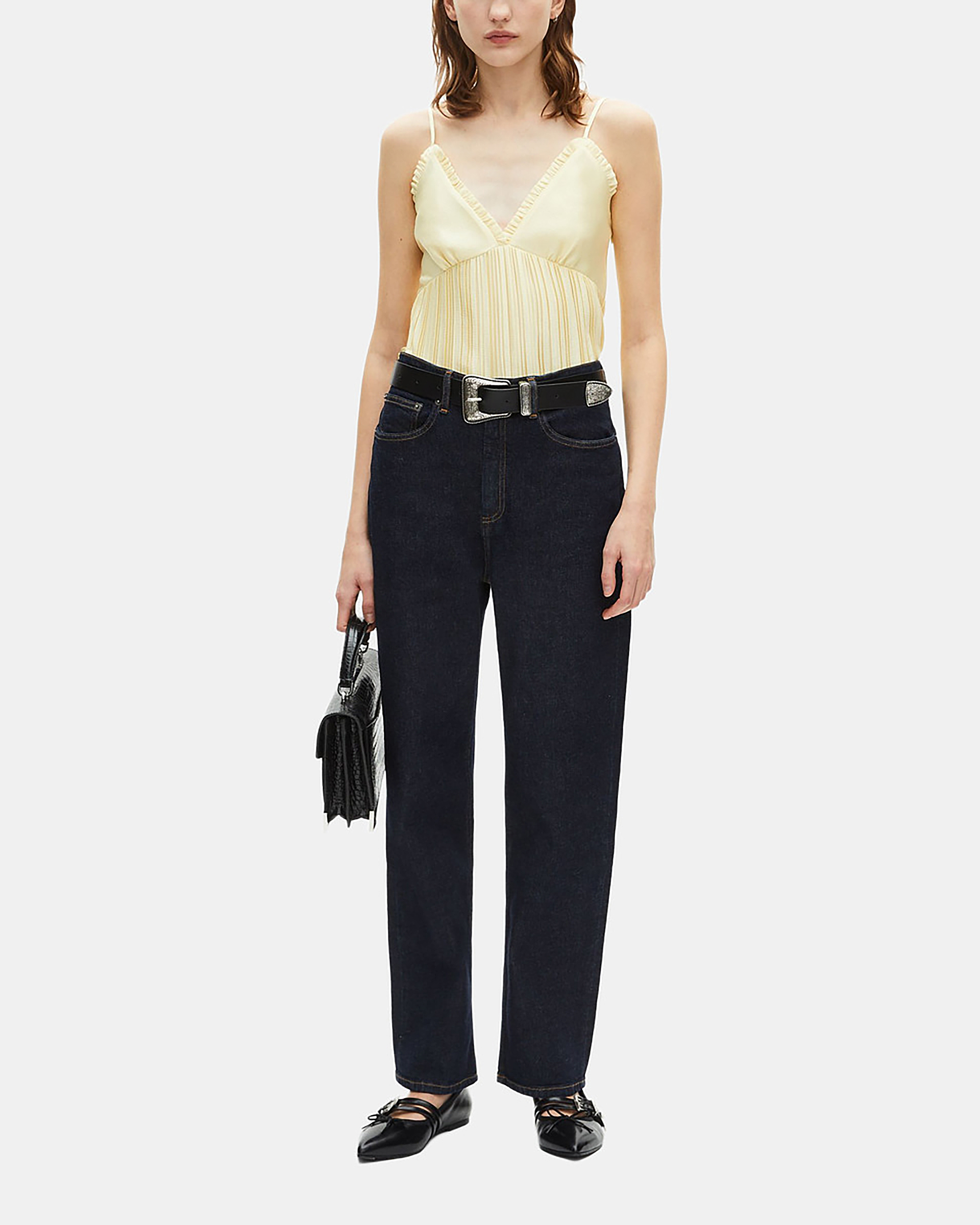 Yellow pleated camisole