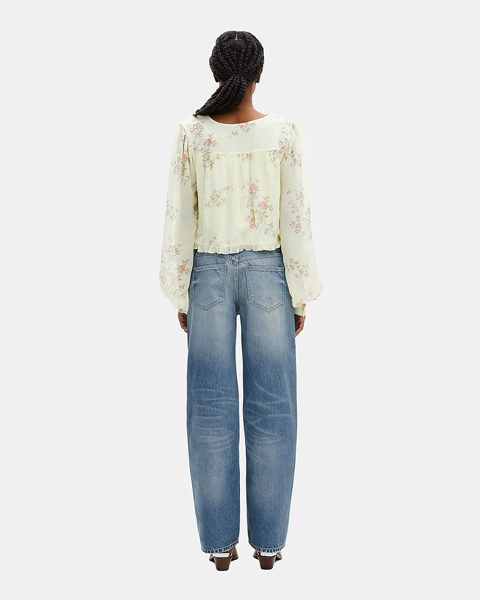Yellow floral print top