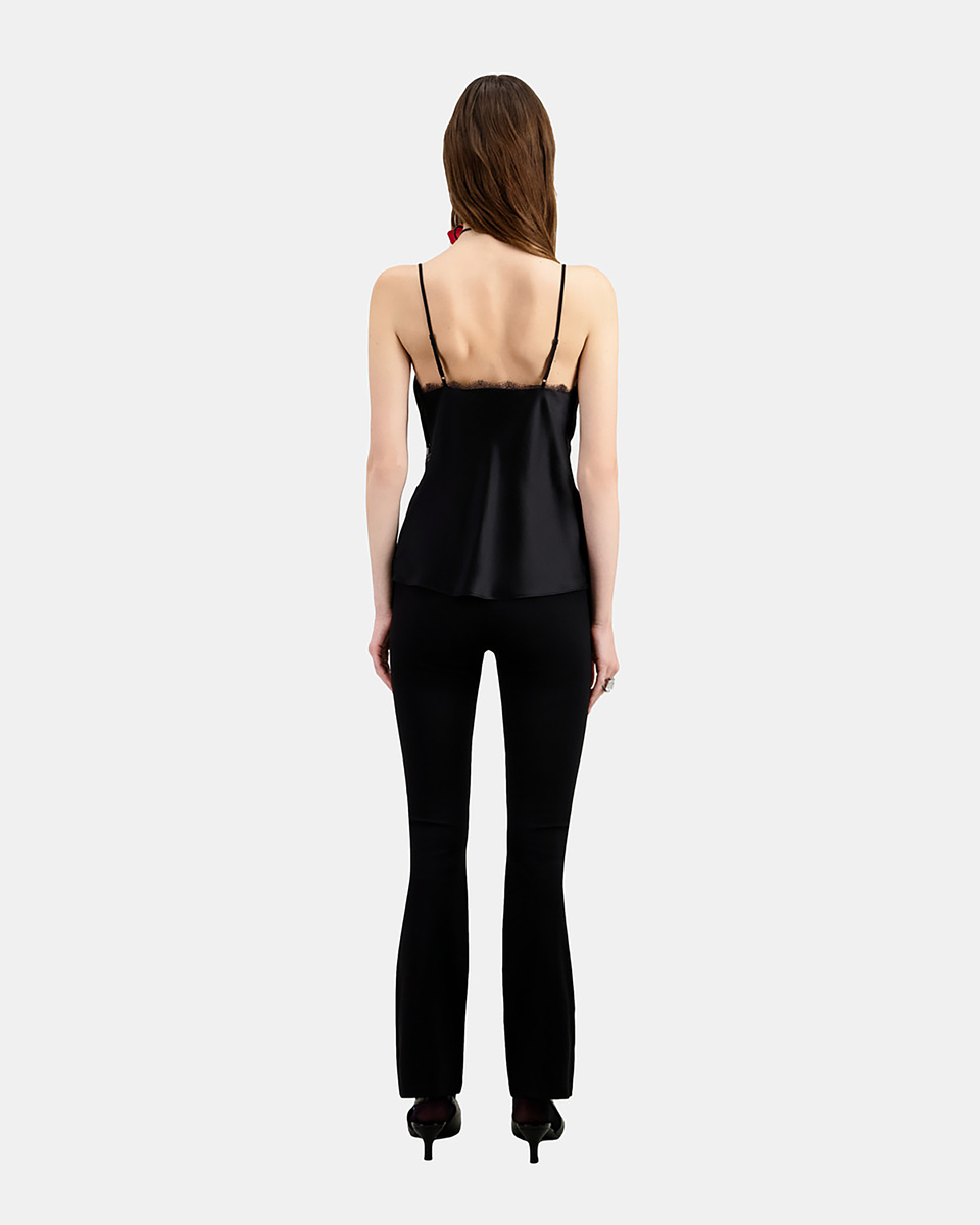 Black silk camisole with lace