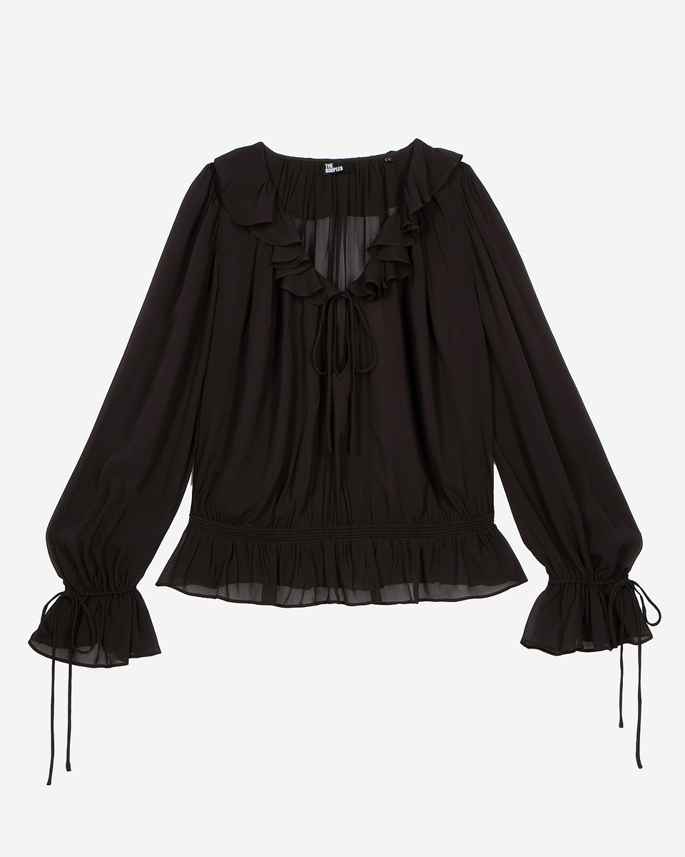 Black blouse with ruffles