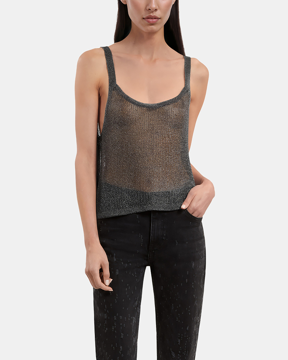 Gray chainmail effect tank top