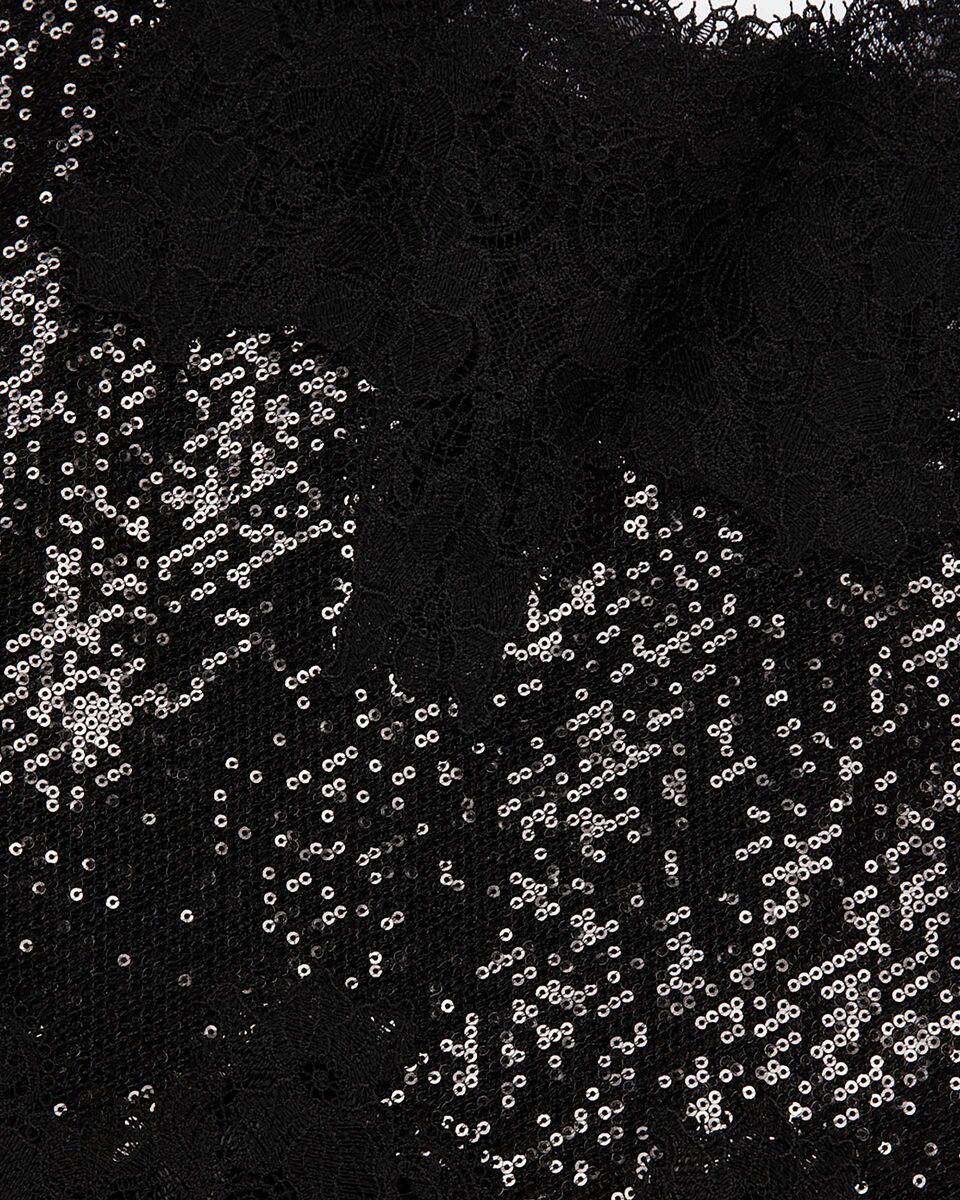 Black sequin and lace camisole