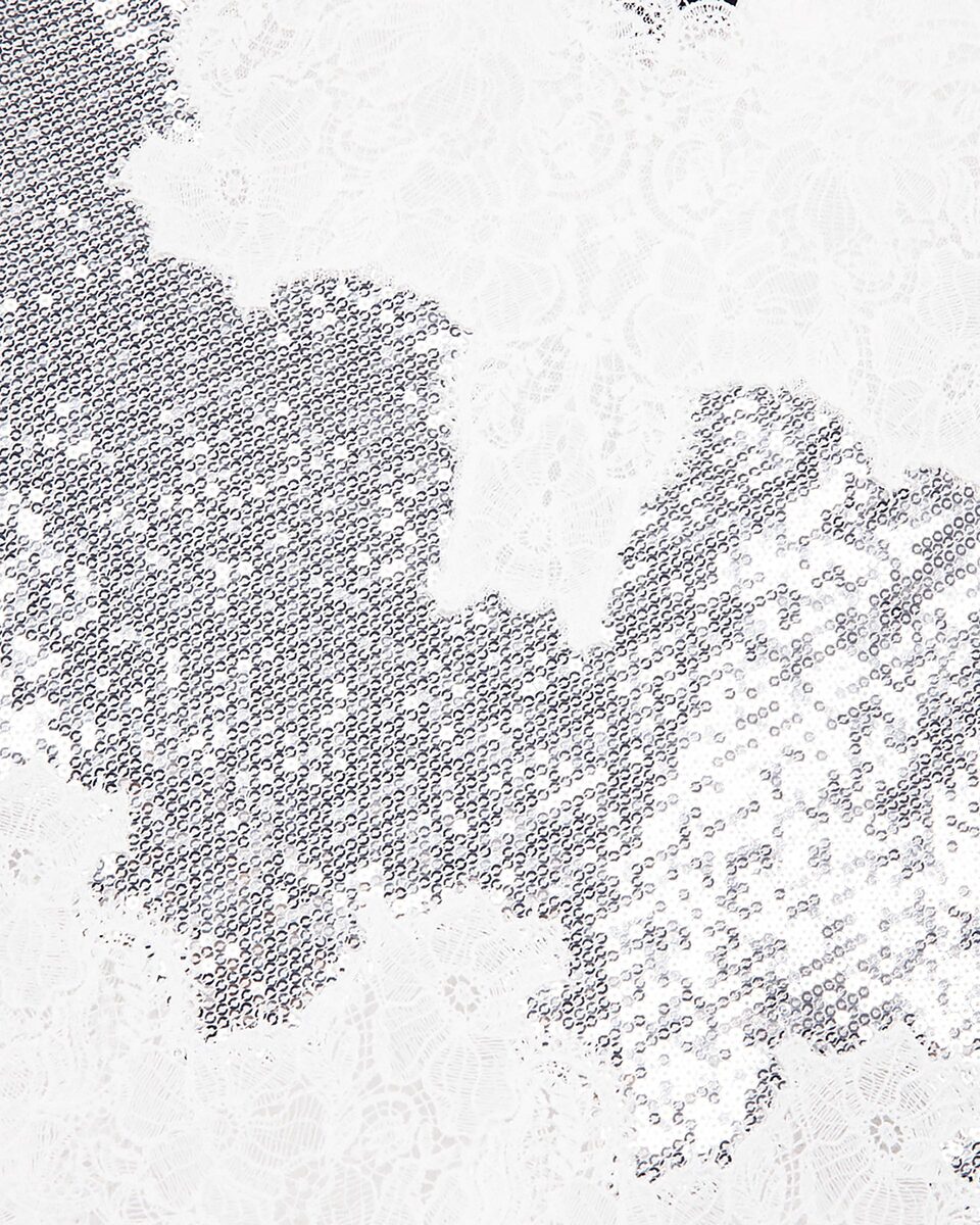 Silver sequin and lace camisole
