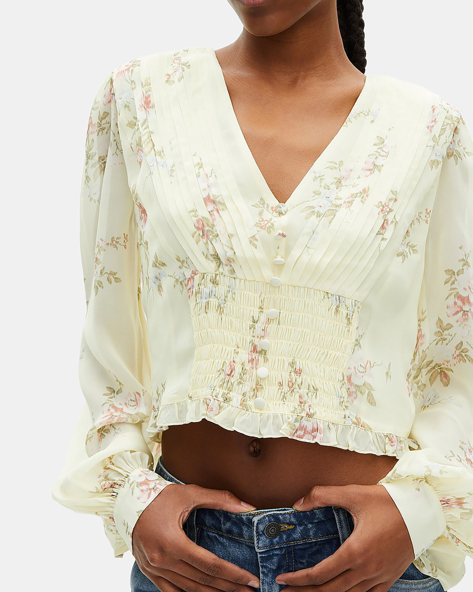 Yellow floral print top
