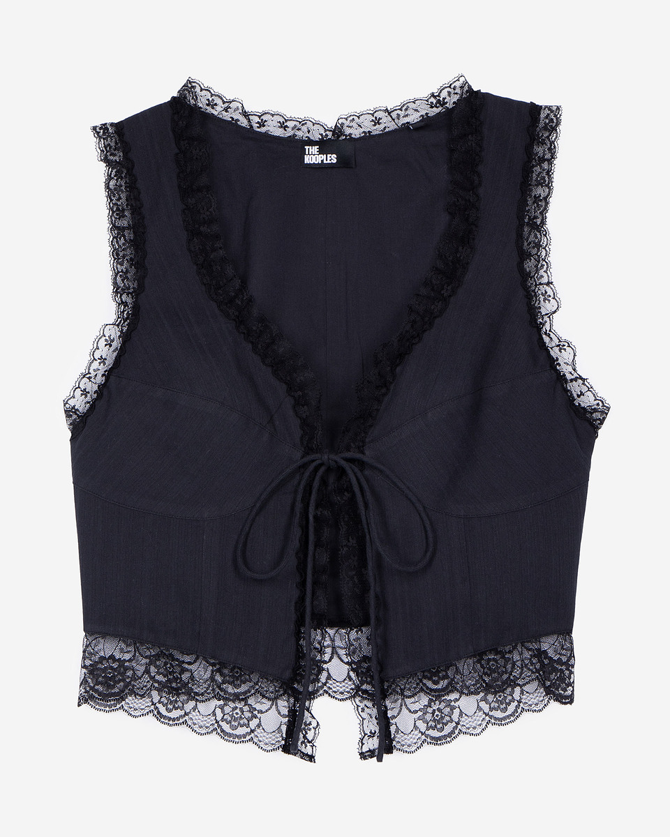 Black lace-up top