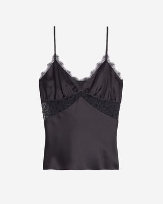 Black silk camisole with lace