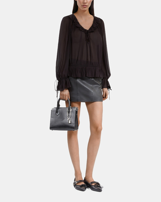 Black blouse with ruffles