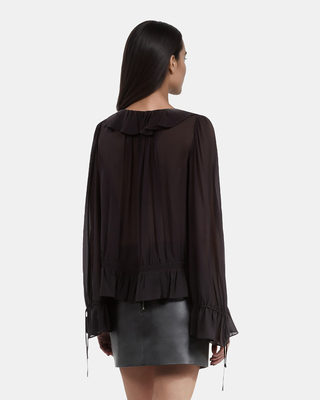 Black blouse with ruffles