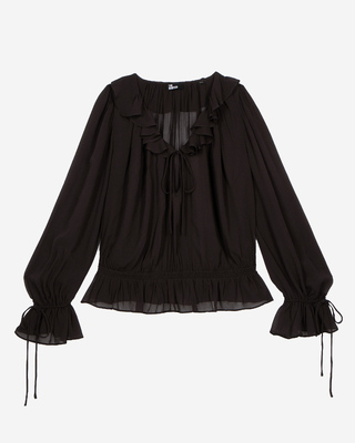 Black blouse with ruffles