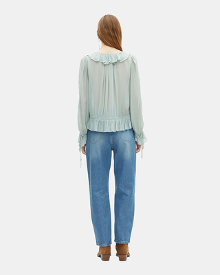 Blue blouse with ruffles